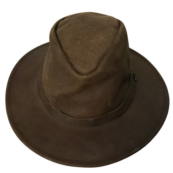 Scala Classico Genuine Leather Hat Dorfman Pacific Four Seasons Sz Medium Brown - Picture 2 of 10